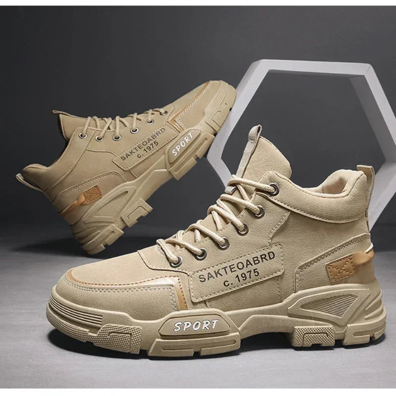 Shoes Man High Top Boots Comfort Botas Outdoor Fashion Desert Shoes Men's Platform Work Boot Wear-resistant Hiking Boot