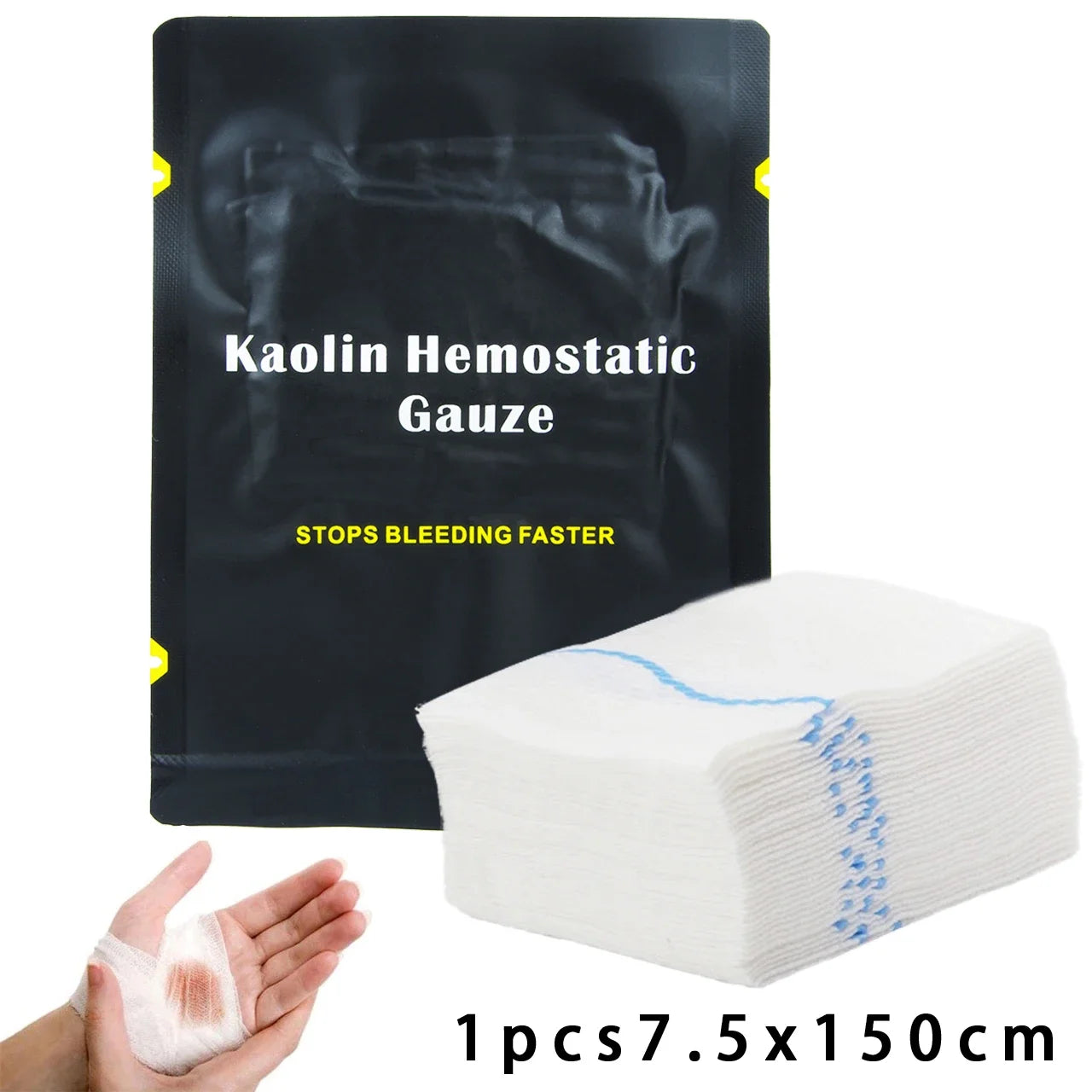 Hemostatic Kaolin Gauze Combat Emergency Trauma Z-Fold Soluble For Ifak Tactical Military First Aid Kit Medical Wound Dressing