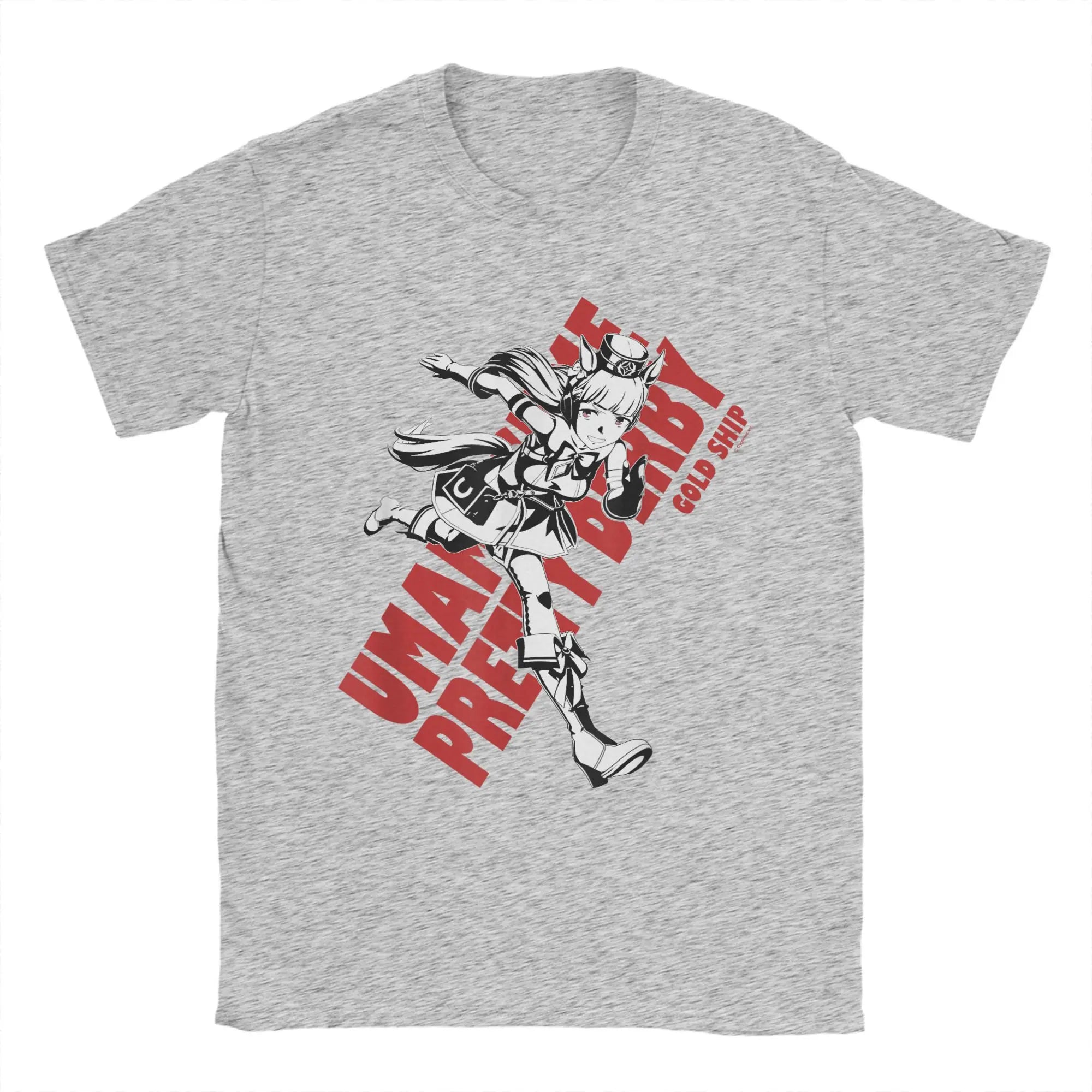 Men T-Shirts Umamusume Pretty Derby Gold Ship Funny Pure Cotton Tees Short Sleeve  T Shirts Crewneck Tops Party