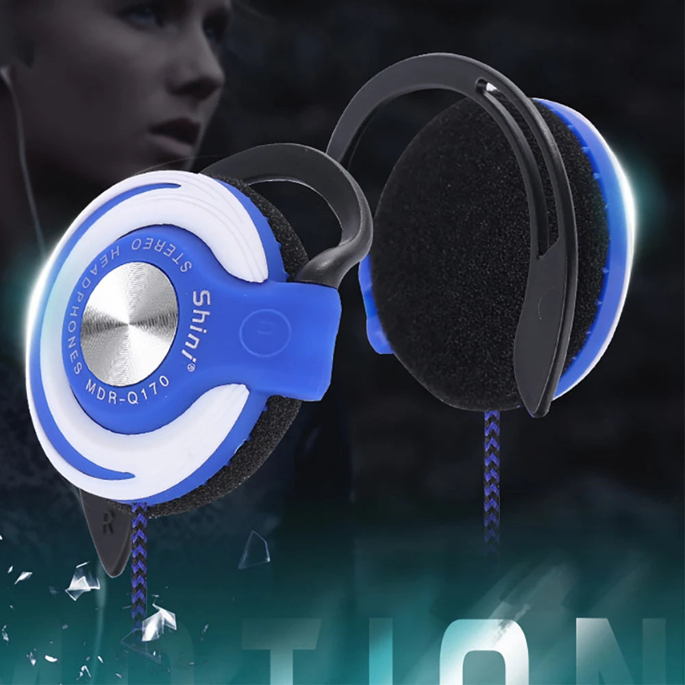 3.5mm Wired Headphones HIFI Heavy Bass Headset Over-ear Adjustable Ear Hook Earphones Music Headset For Mp3/MP4 Phone