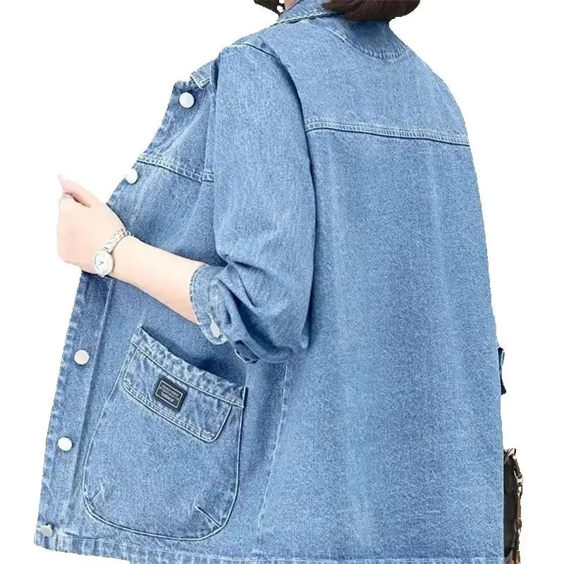 Cowboy Jacket for Women in the Spring and Autumn of 2025 New Loose and Casual Style for Middle-Aged Mothers Short Denim Jacket