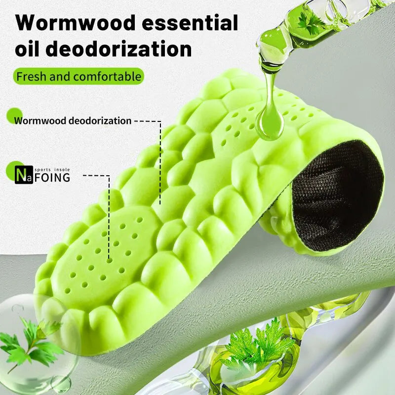 Sport Insoles for Shoes 4D Shock Absorption Deodorant Breathable Cushion Running Insoles for Feet Man Women