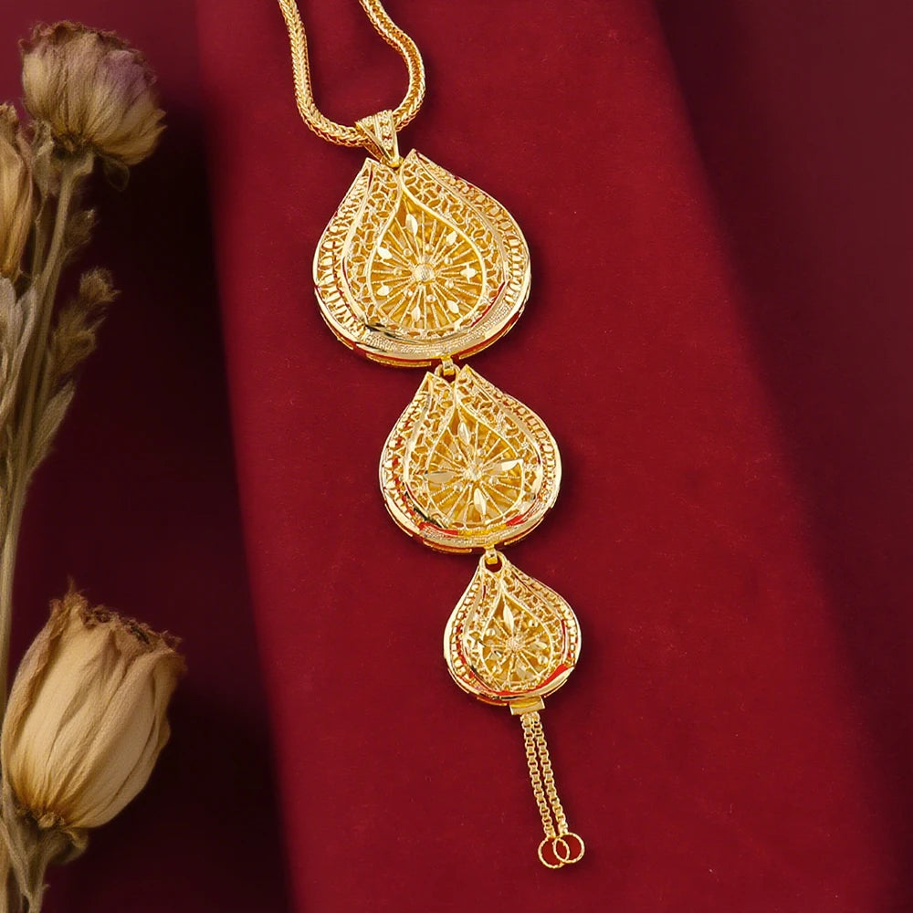 Luxury Indian Jewellery Earrings Necklace Jewelry Set for Women Dubai Gold Color African Earring Jewelry Gift for Party Wedding