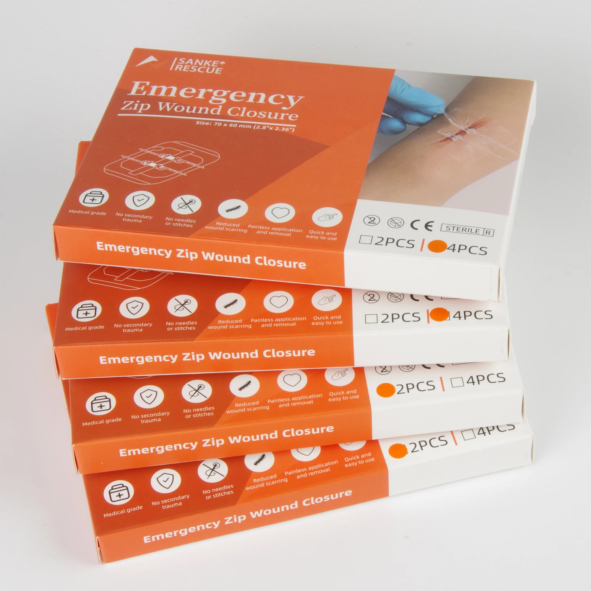 2-4PCS Zipper Painless Wound Closure Device Suture-free Wound Dressing Closure Strips Kit Emergency Laceration Closures for Ifak