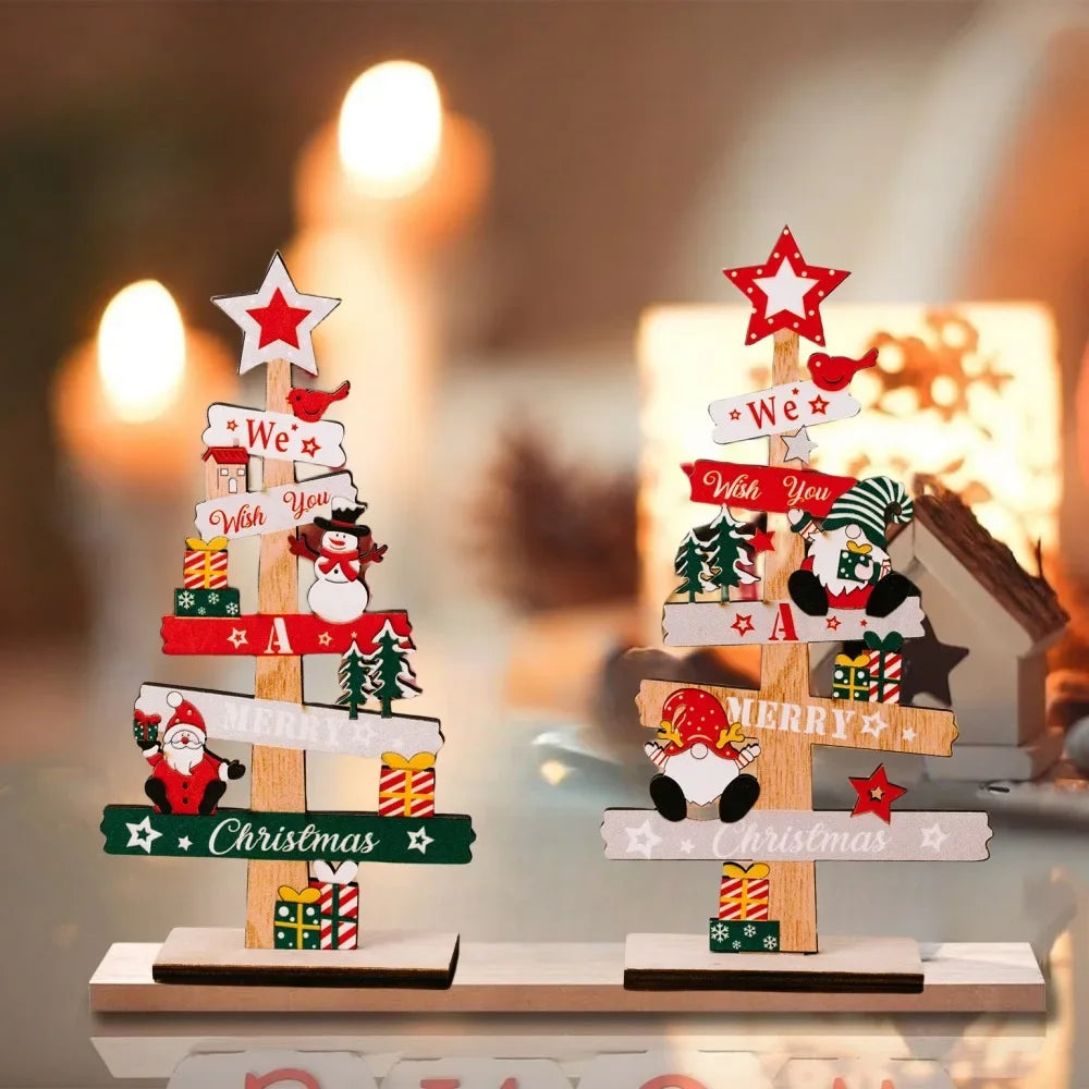 Christmas Santa Claus DIY  Wooden Crafts Xmas Tree Wall Ornament Natal Navidad Merry Christmas Decor 2025 Happy New Year 2026