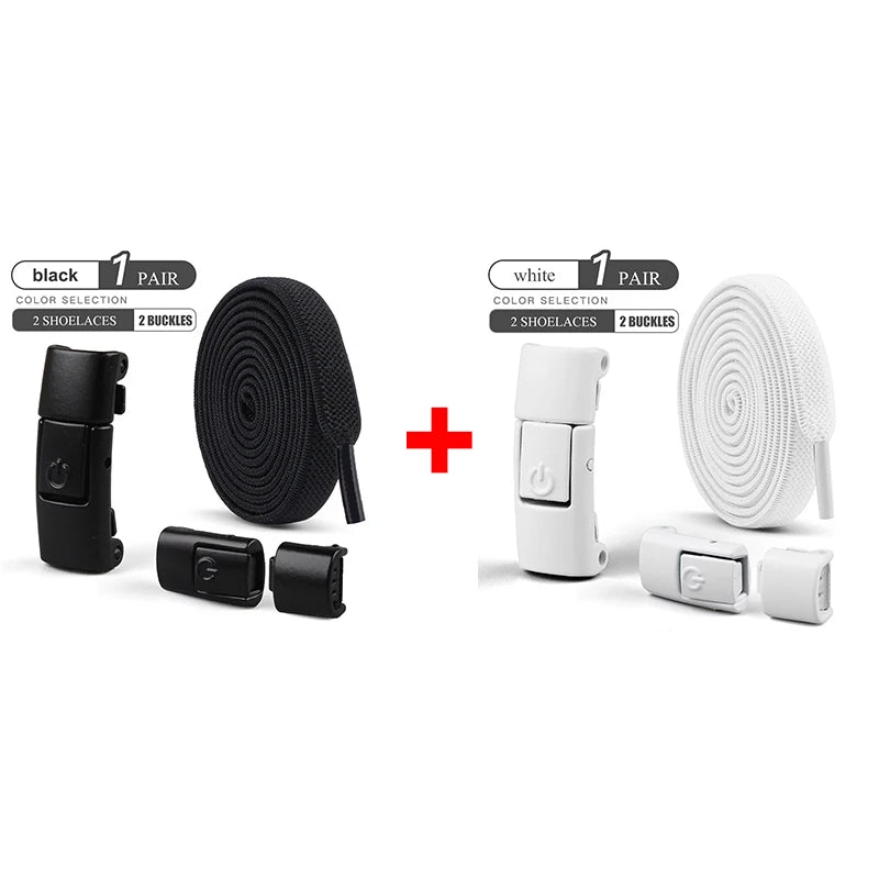 8mm No Tie Shoe Laces Press Lock Shoelaces Without Ties Elastic Laces Sneaker Kids Adult Widened Flat Shoelace for Shoes