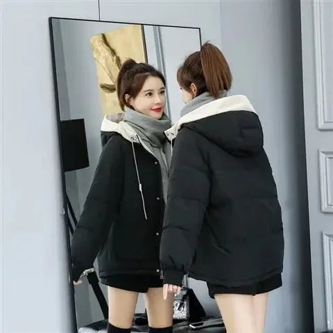 Women Winter Jacket 2025 New Warm Thicken Cotton Coat Korean Plus Size Loose Bread Jacket Women Hooded Basic Coat Winter Outwear