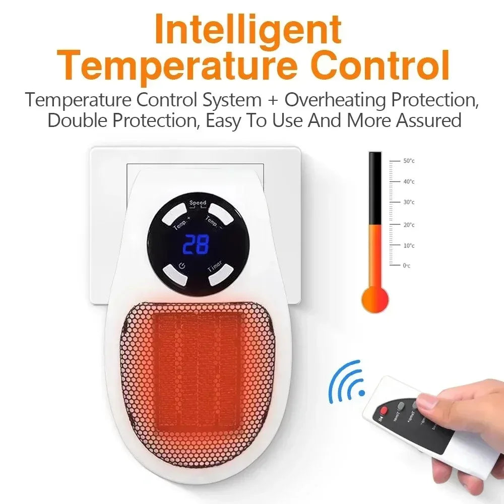EU/US 500W Mini Heater for Home Small Bathroom Heating Fans Wall Mounted PTC Ceramic with Remote Control Household
