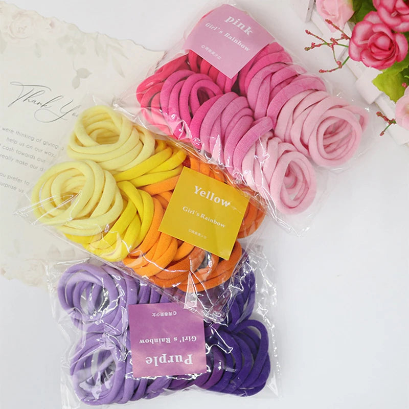 50PCS/Set Women Girls Basic Hair Bands 4cm Simple Scrunchies Elastic Headband Hair Ropes Ties Ponytail Hair Accessories Headwear