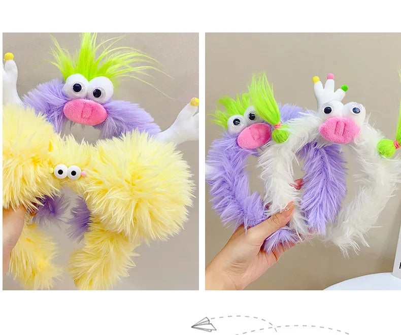 Winter Funny Ugly Doll Hairbands Cute Children Kids Headband Girl Dopamine Cartoon Plush Hairband Hair Accessories