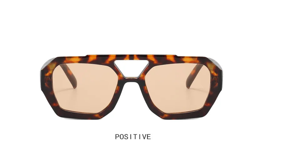 Cross Border European and American Double Beam Irregular Sunglasses 2023 New Retro Personalized Sunglasses Popular on the Intern