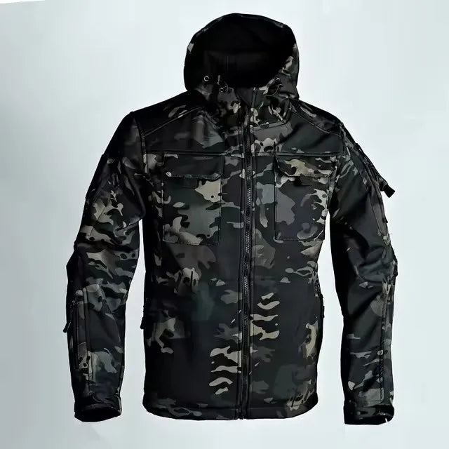 Tactical Jackets Men Outdoor Waterproof Hood Windbreaker Work Wear Soft Shell Multi-pockets Hunting Motorcy Tops Winter