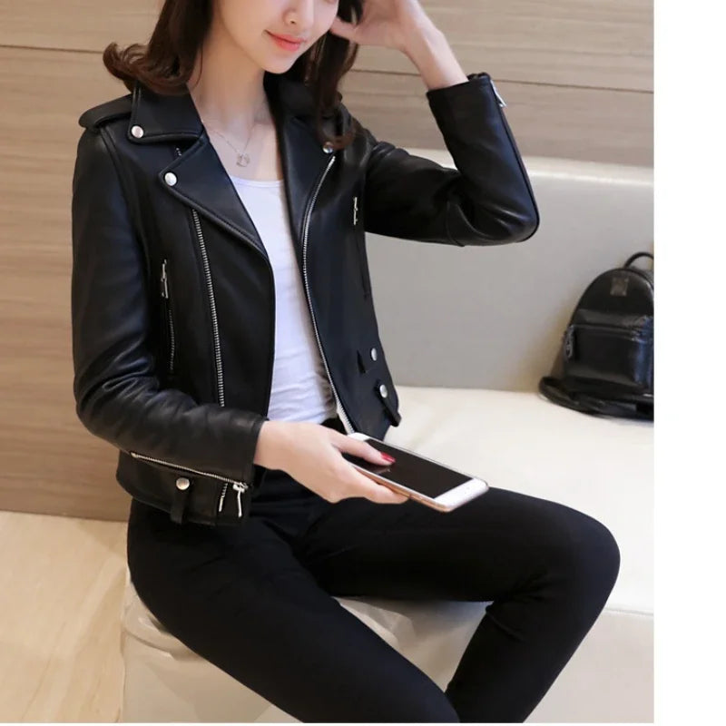 Women's Leather Jacket 2025 Autumn Korean Short Slim Bomber PU Jackets Female Zipper Windbreaker Blazer for Women Streetwear