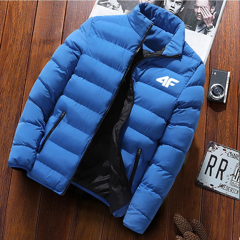 Men's casual jacket, waterproof windbreaker, zippered warm solid color, large size, autumn and winter