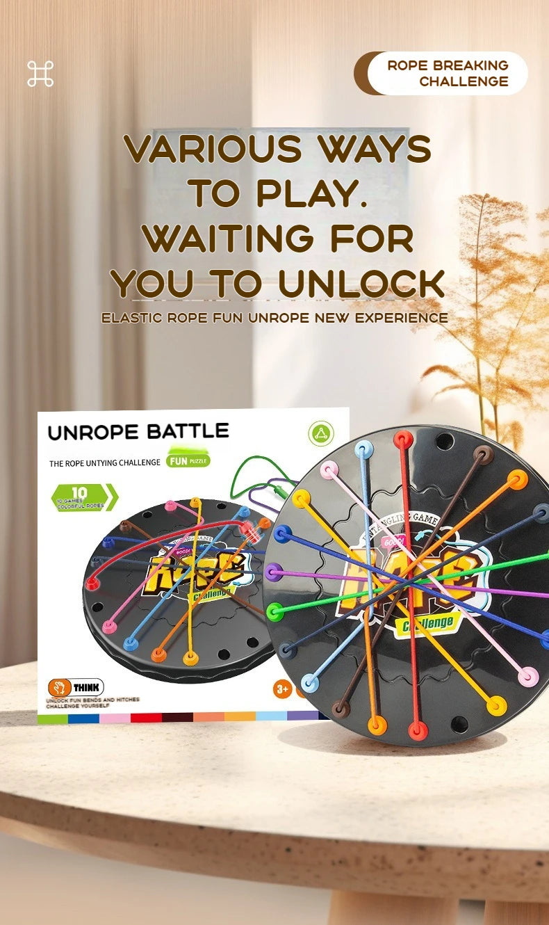 Kid Rope Knots Puzzle Board Game Color Line Twisted Connected Ropes  Table Game Parent Child Interactive Toy Birthday Present
