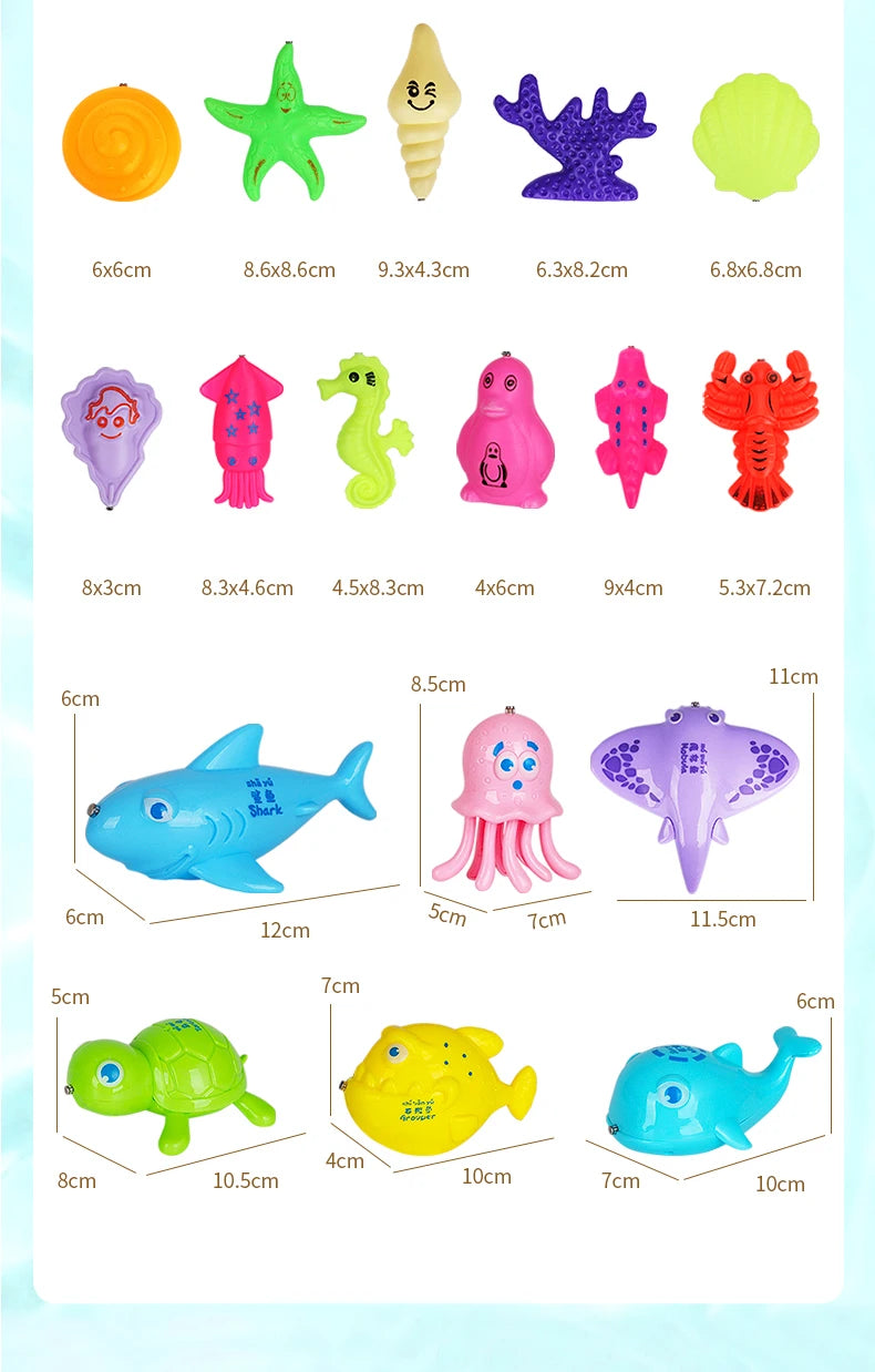 Kids Fishing Toy Set Play Water Toys for Baby Magnetic Rod and Fish with Inflatable Pool Outdoor Sport Puzzle Toys for Children