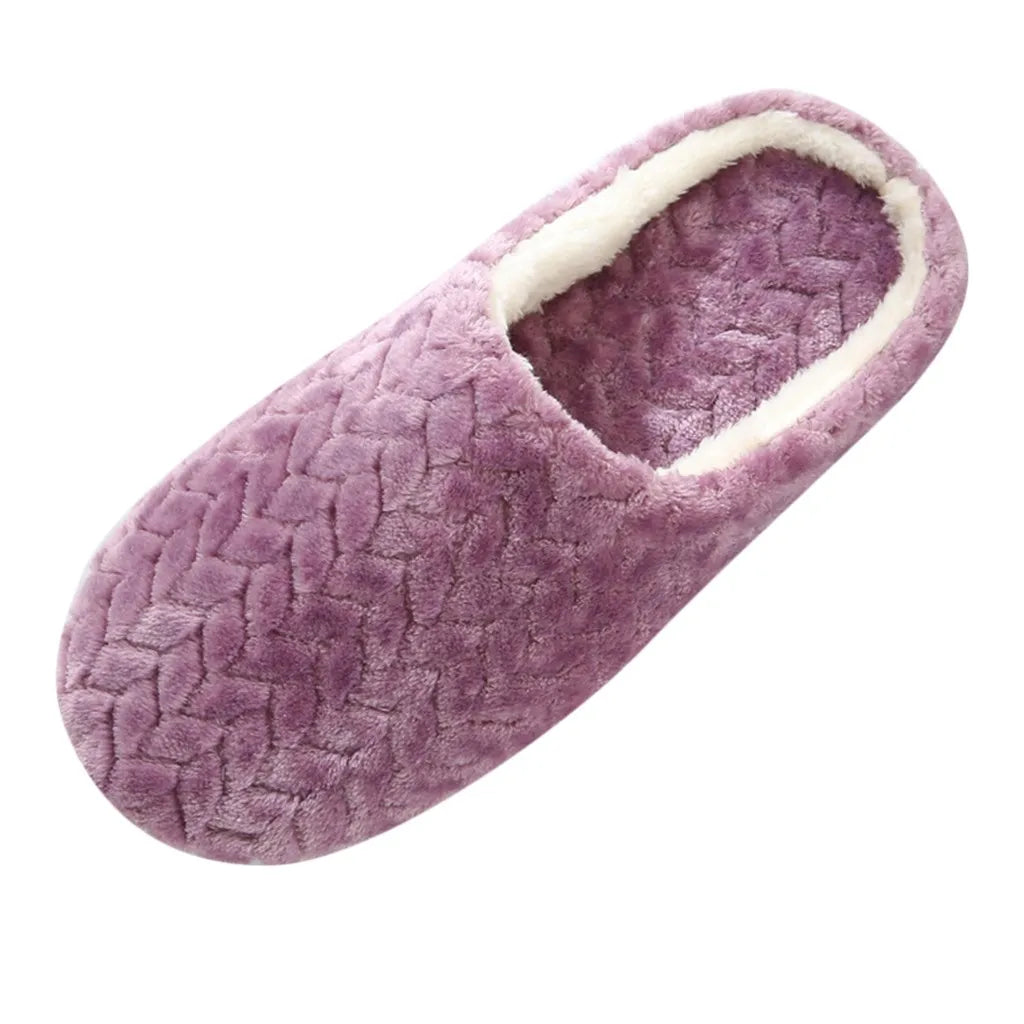 Warm Slippers Woven Solid Color Slippers Plush Home Cotton Slippers Winter Indoor Leisure Home Cold Comfortable Simple