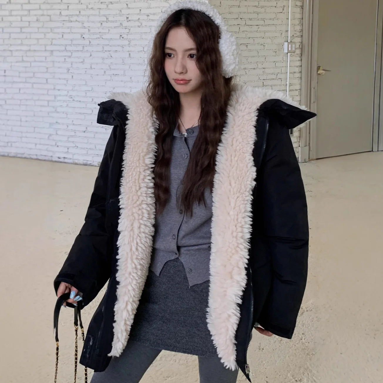 Women Parkas Short Coats Jackets Turn Down Collar Thick Warm Y2k Streetwear Elegant Jacket Work Coat Autumn Winter 2025