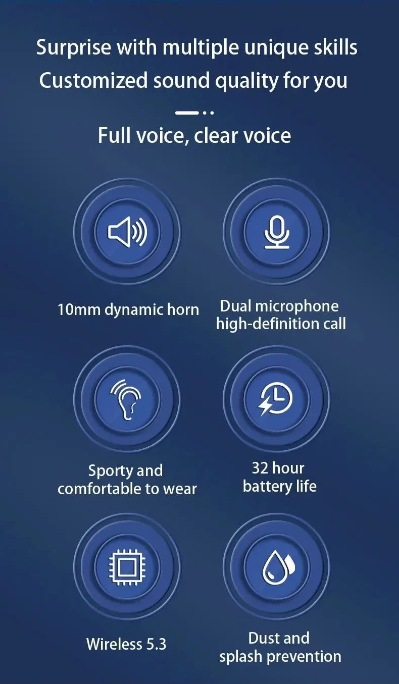 Original Wireless Earphones Ture Wireless Earbuds Ear Hook Sports HiFI Stereo Waterproof Headset With Mic TWS Headphone