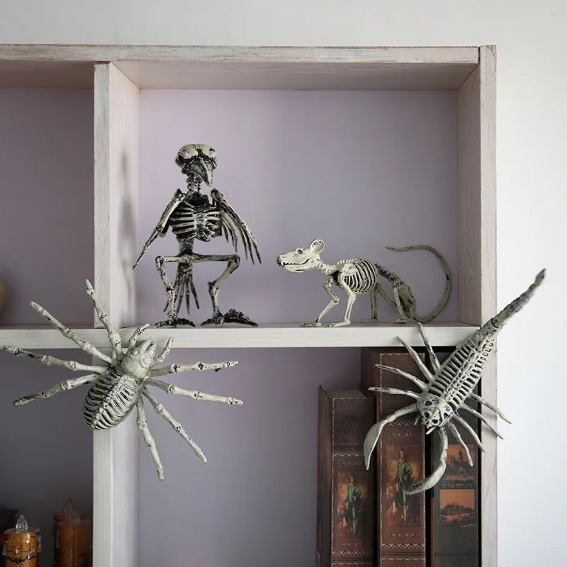 Halloween Animal Skeleton Decration Horror Mouse Skeleton Simulation Realistic Bones Scary Halloween Party Props
