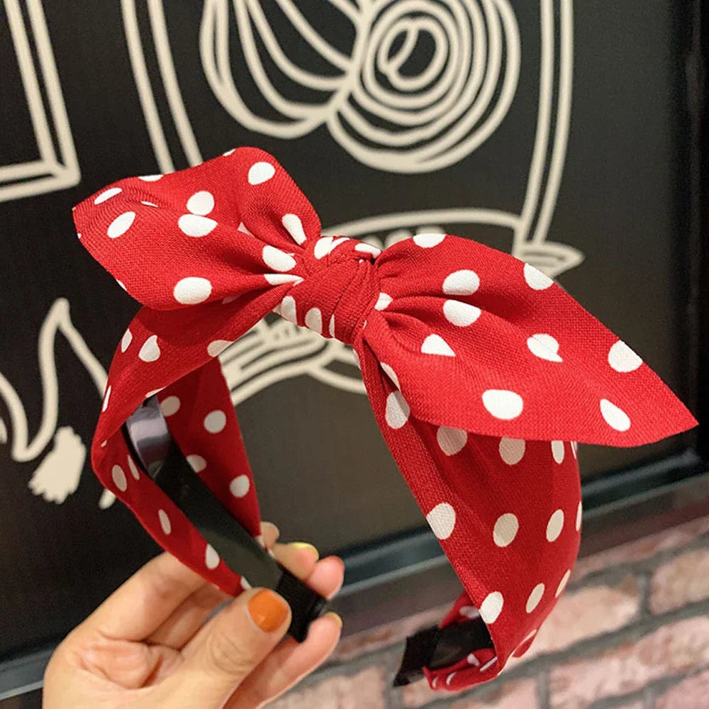 Hair Accessories Women's Headband Bow Knot Sweet Korean Style Polka Dot Hairband Cute Hair Hoop Headwear Headdress Girl Gifts