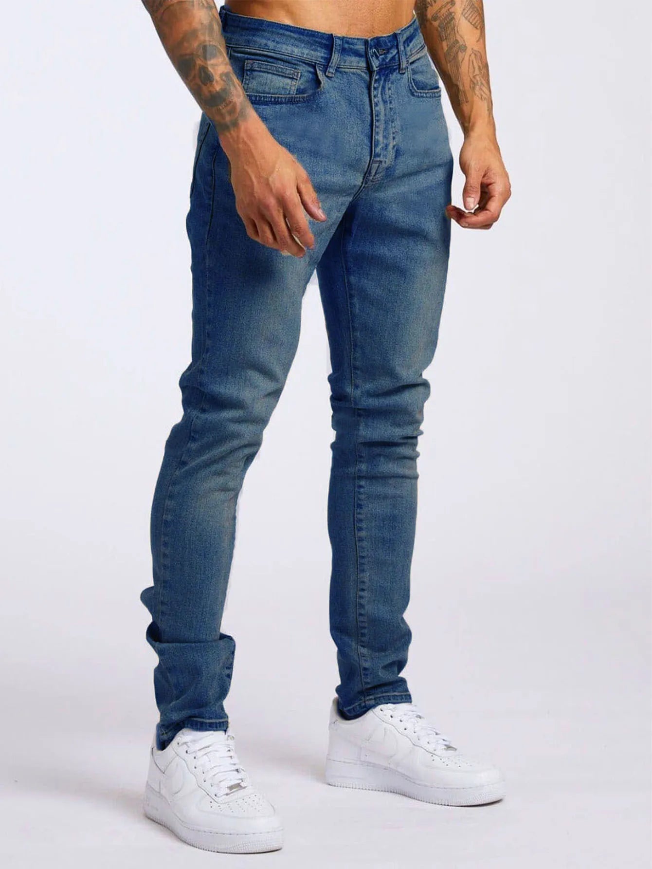 2025 New style denim men's pants, Instagram trend, black slim-fit high-waisted denim jeans for men
