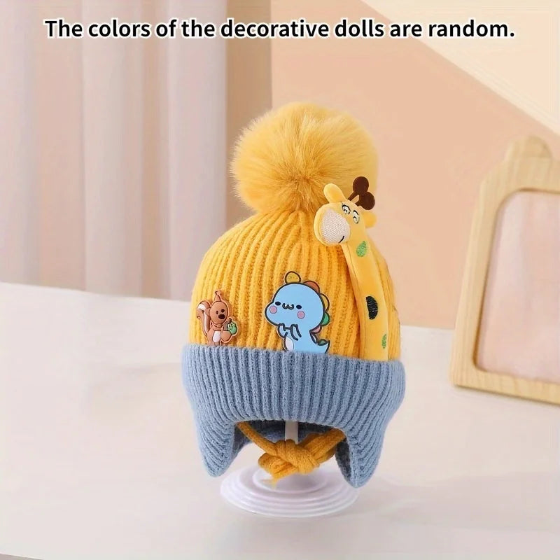 Winter Hats - Soft Stretchy Knit Ear Flap Beanies with Cute Cartoon Animals, Lightweight Warm Unisex Hats for &Christmas Gift