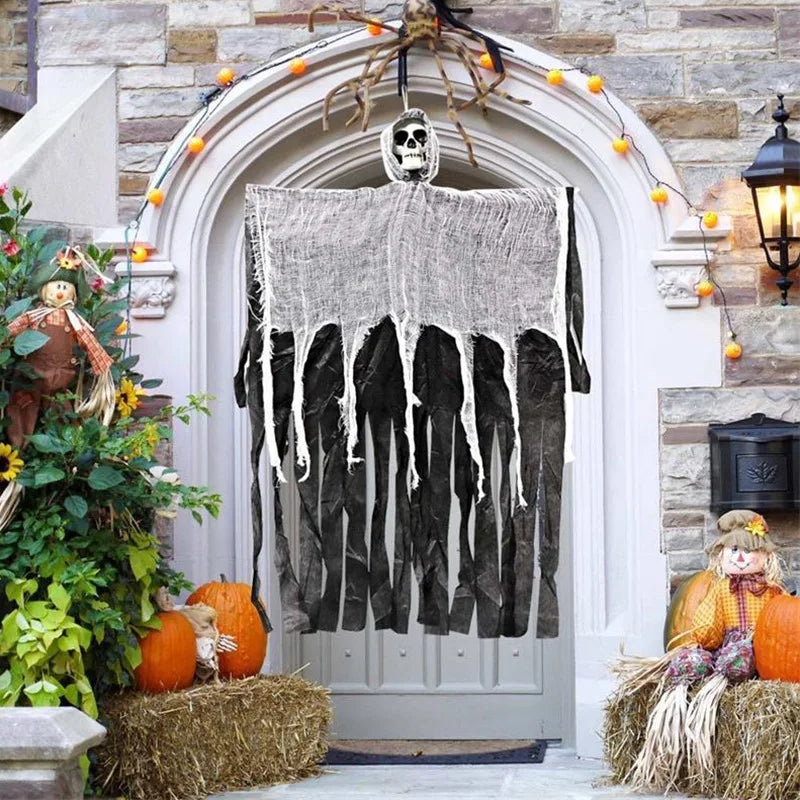 Halloween Decorative Hanging Ghost Skull Skeleton Gauze Haunted Home Party Horror Props Hanger House Yard Party Hanging
