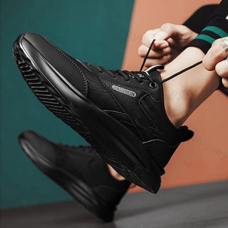 Men's Sneakers 2025 Spring Autumn New Waterproof Non Slip Wear-resistant Work Shoes Outdoor Fashion Lace Up Vintage Casual Shoes