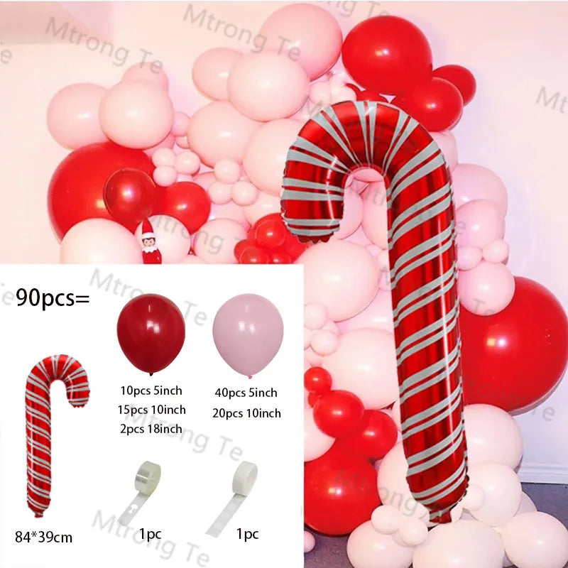 Christmas Decoration 2023 Balloon Red Green Arch Garland Kits Candy Balloons Santa Claus Merry Christmas Party New Year Decor