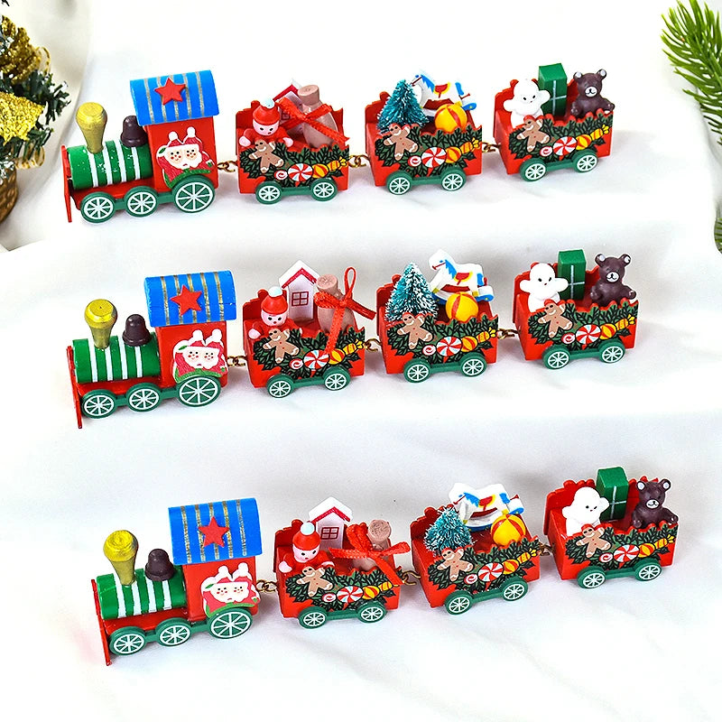 Christmas Wooden Train Merry Christmas party Decorations Home Desktop Ornament Xmas Navidad Noel Kids Gift New Year 2025 Gifts