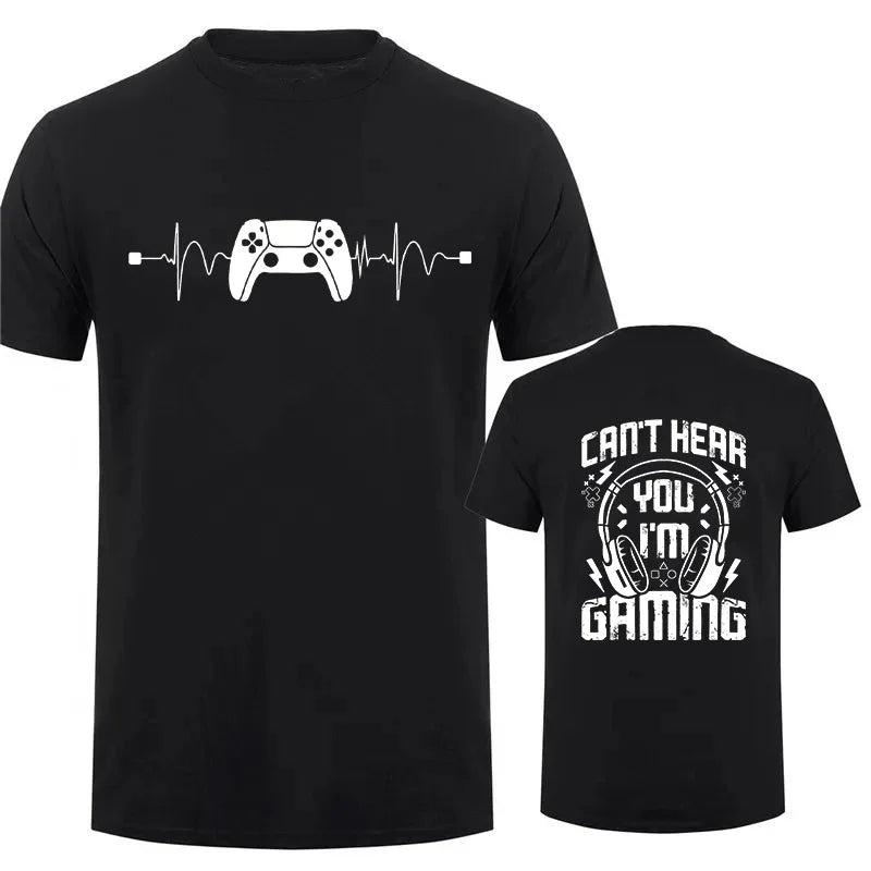 Men T-Shirts Can't Hear You I'm Gaming Funny Video Gamer Humor Joke for Unisex T-Shirt Video Game Shirt Short Sleeve Tee Top