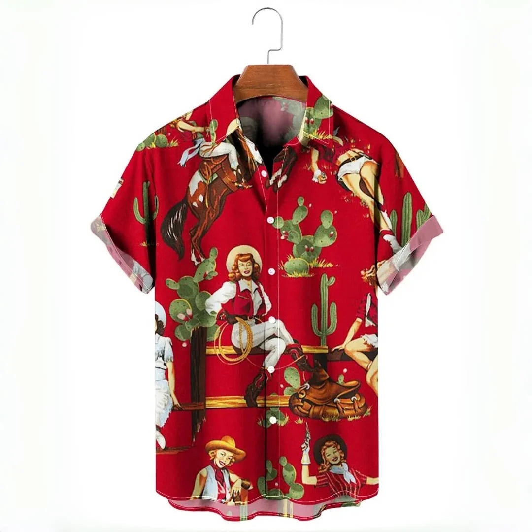 Hawaiian Shirts For Men Print Beach Short Sleeve Tops Blouse New Oversized Shirt Mens Designer Clothes High Quality Streetwear