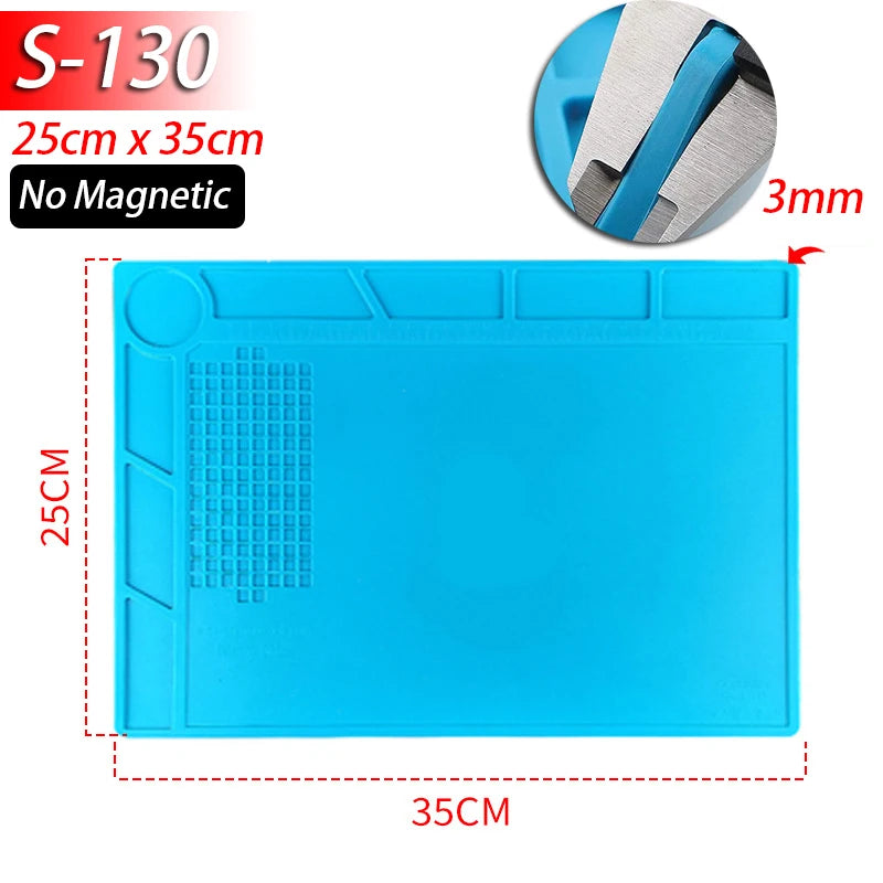Soldering Station Mat Silicone Work Mat Heat Resistant 932°F Anti-Static Magnetic Mat for Electronic Phone Laptop Watch Repair