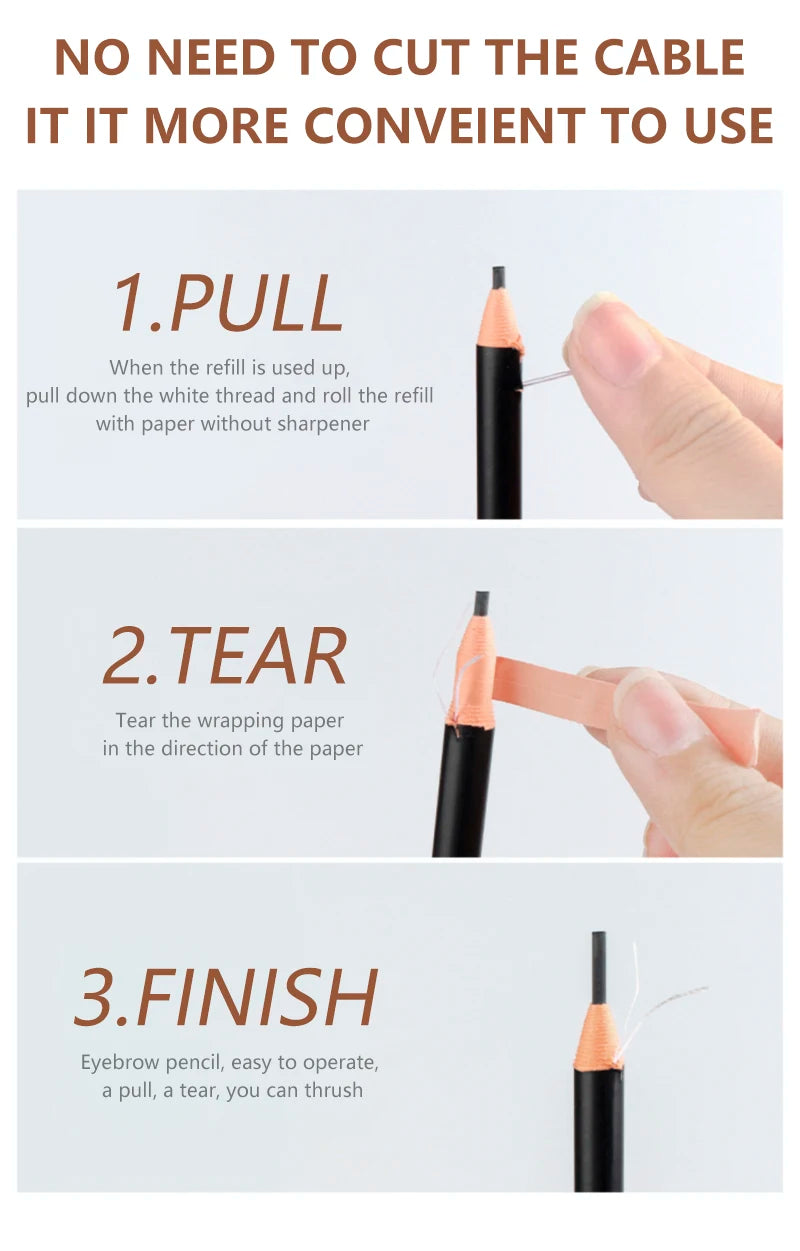 1PC Eyebrow Pencil Tattoo Waterproof Eye Brow Pencil Tint Makeup Cosmetics 6 Colors Microblading Long Lasting Eyebrow Pen