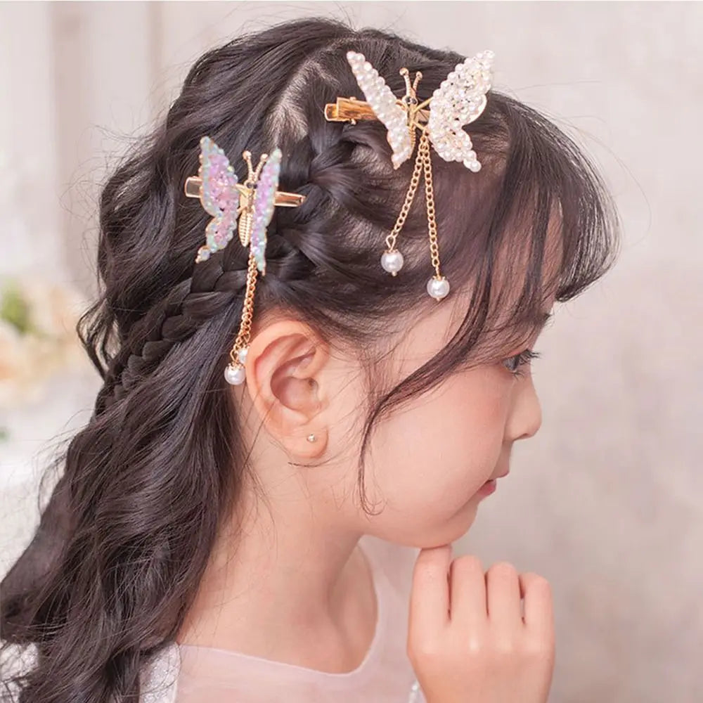 Hair Accessories For Women Hair Styling Tassel Butterfly Hairpin Headwear Shiny Hair Clips Flying Barrette Hair Clip