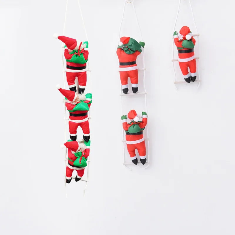 Climbing Santa Claus on Rope Ladder Christmas Decorations Xmas Tree Hanging Ornament Indoor Home Christmas Wall Window Decor