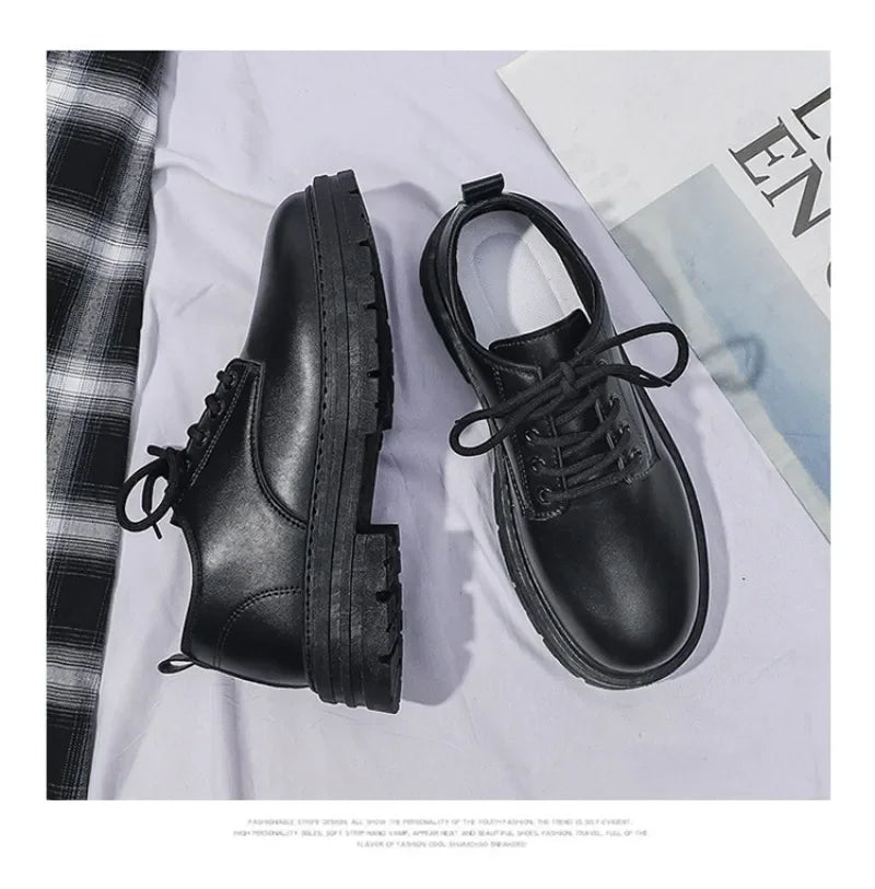 Men's Shoes Black Fashion Business Leather Shoe Platform Oxfords Anti-slip Thick Tottom Male Derby Shoe Loafers Chaussure Hommes