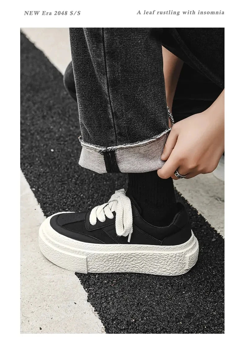 Men Fashionable Casual Sports Shoes Black White Thick-soled Lightweight Comfortable Outdoor White Sneakers Men Size 38-46