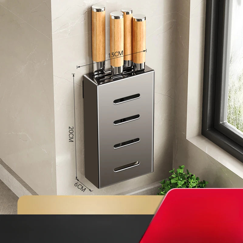 Kitchen knife holder, knife rack, non-perforation, wall-mounted storage box, kitchen organizer  kitchen items