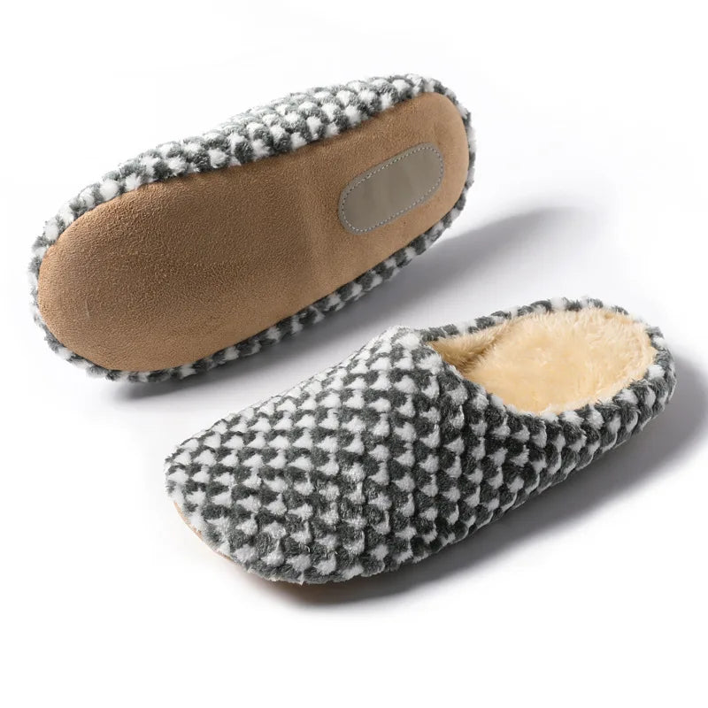 Women Men Winter Warm Slippers Home Bedroom Silent Casual Non Slip Shoes Couples Indoor Soft Sole Cotton Plush Slides