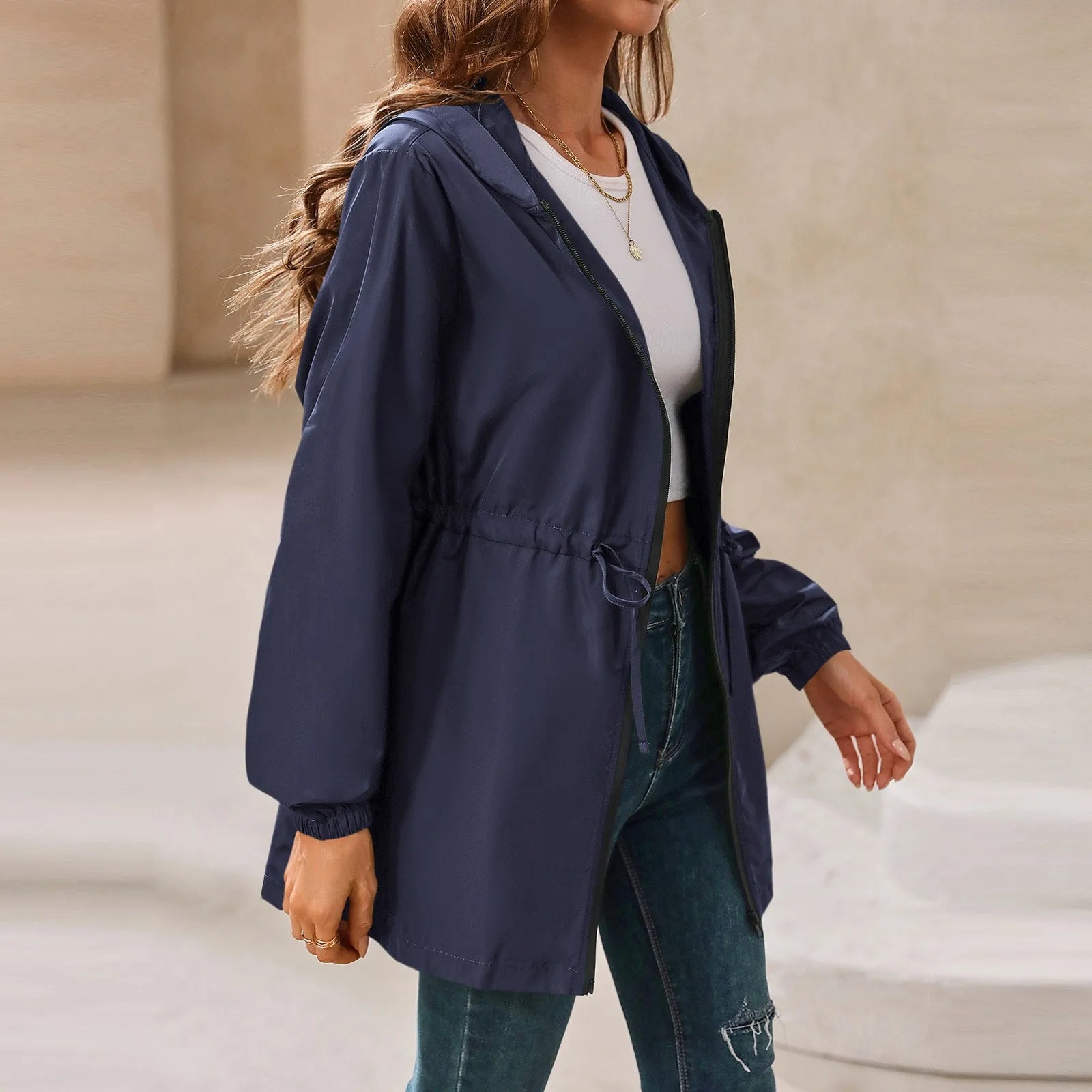 Women'S Jacket Tourism Outdoor Hiking Waterproof Rain Poncho Raincoat Hooded Rain Coat High-Quality Jackets Hiking Clothes