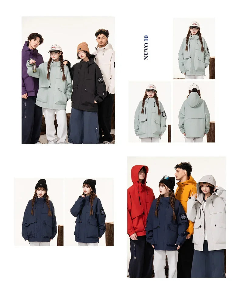 Men's workwear down jacket, American color-blocked hooded jacket for autumn and winter, cool and casual coat for teenagers