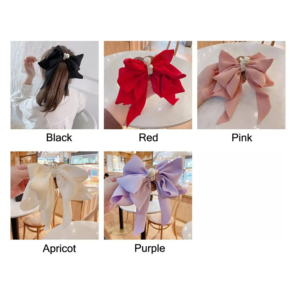 Fashion Girls Women Hair Accessories Headdress Big Bow Ponytail Clips Ribbon Bowknot