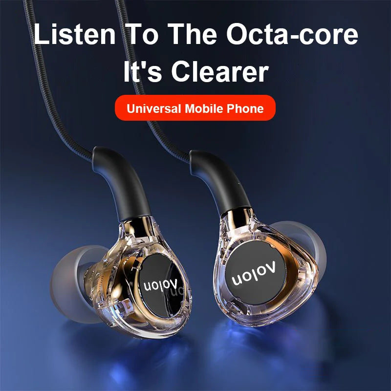 2025 Newest Wired Earphone With Microphone Hifi Music Monitor Bass Headphones Noise Cancelling Headset For Sport Gaming Earbuds