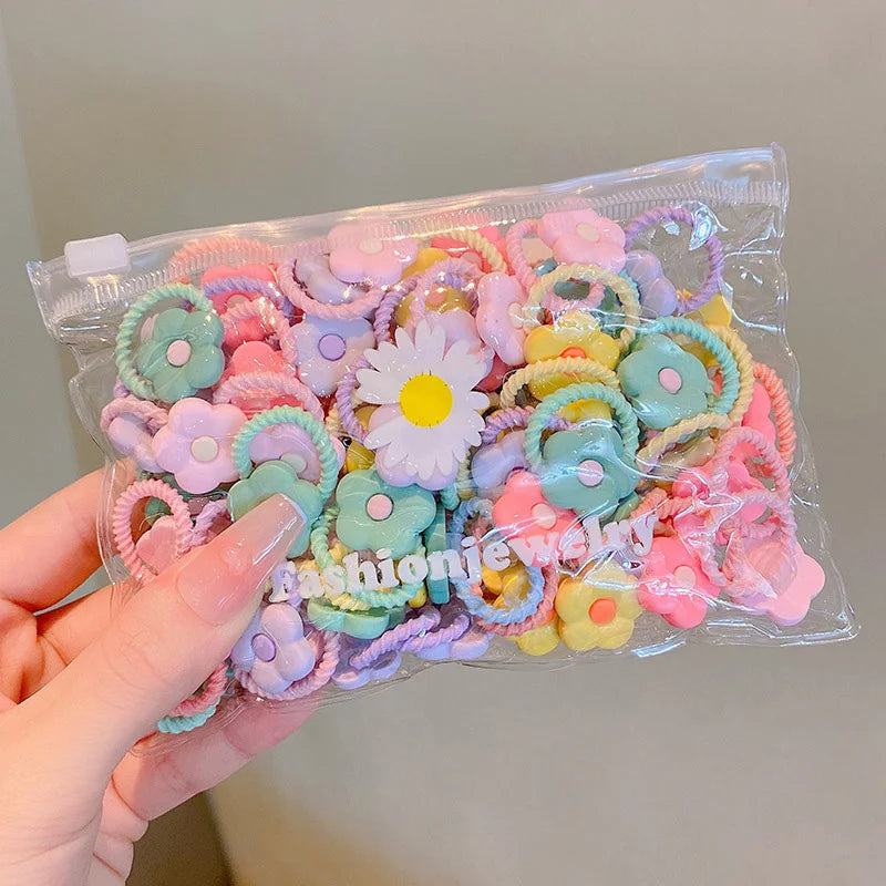 20Pcs/Lot Girls Hair Accessories Small Size Thumbs Elastic Hair Bands Rubber Scrunchies Cartoon Headwear Cute Children Headdress