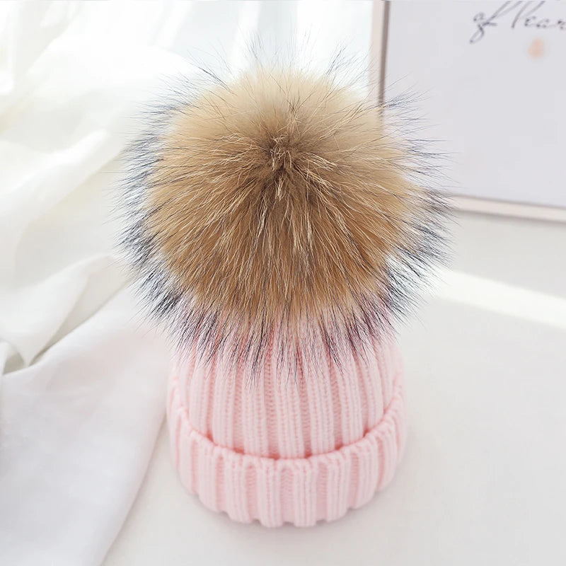 Winter Brand Female Fur Pom Poms hat Winter Hat For Women Girl 's Hat Knitted Beanies Cap Hat Thick Women Skullies Beanies