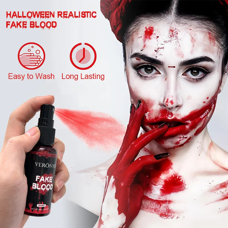 Halloween Makeup Kit-Liquid Latex SFX Cosmetic,Realistic Fake Blood & Wax with Spatula,Washable SFX Makeup for Halloween,Cosplay