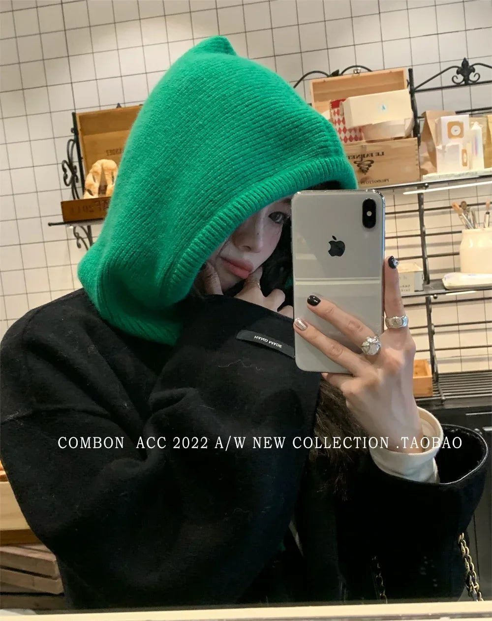 Winter Balaclava Hats For Men&Women Unisex Knitted Hooded Caps Outdoor Warmer Drawstring Hats One-Piece Neck Collar Beanies Cap