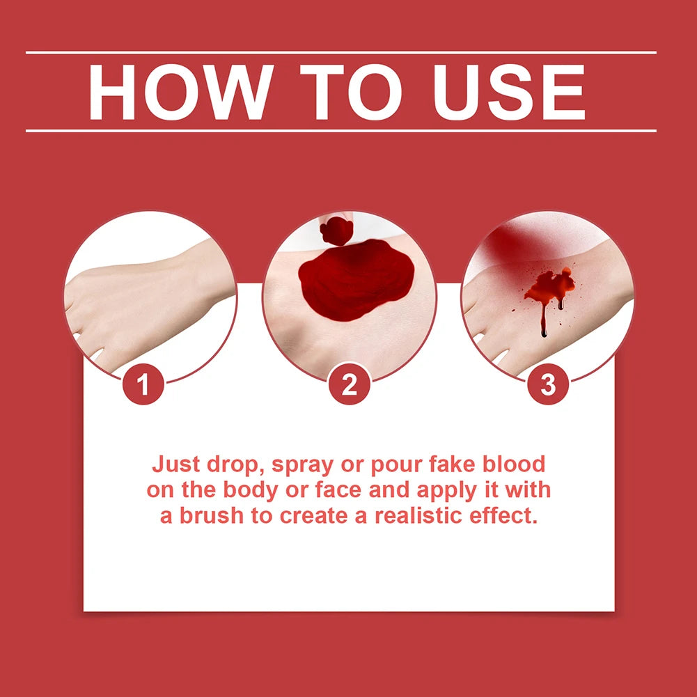 Halloween Fake Blood Makeup Kit Fake Blood SFX Makeup Kit Non Toxic Horror Makeup Set Washable Long Lasting for Zombie Vampire